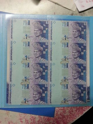 (hs) Malaysia Rm1 8 In 1 Uncut Banknote With Folder Unc Rare
