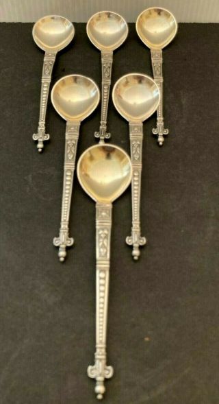 Antique Sterling Fine Silver 800 Rare Demitasse 6 Spoons.  76 Gm