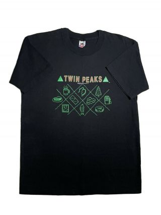 Vintage 90s Twin Peaks Promo T Shirt Size L David Lynch Cult Classic Rare 1990
