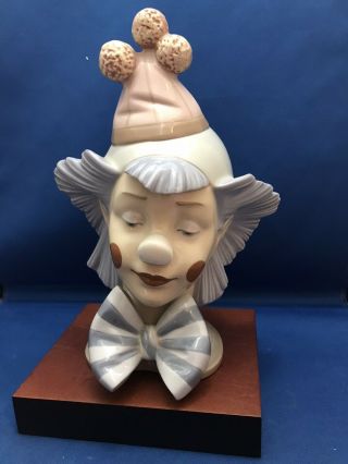 Lladro 5612 Reflecting Clown Bust With Base Rare