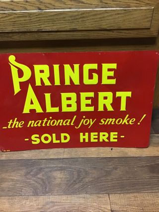 Rare Vintage Prince Albert Tobacco Advertising Tin Embossed Sign 22x14 Inches