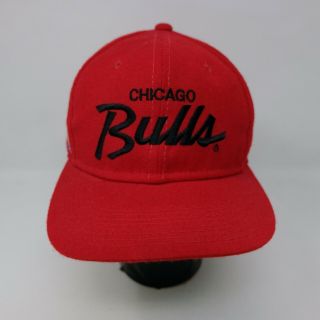 Rare Vintage Sports Specialties Chicago Bulls Script Spell Out Wool Hat Cap 90s