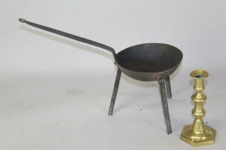 Rare 18th C Rev War Era Wrought Iron Three Footed Skillet - Spider Old Surface