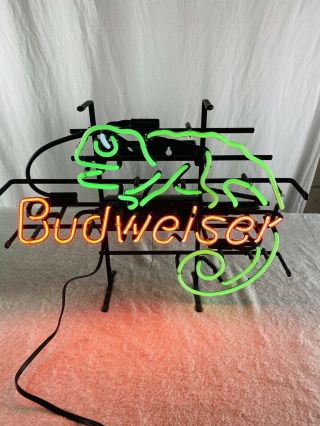 Vintage Budweiser Louie The Lizard Neon Sign Rare Made In Usa 22 " L X 17 " W