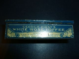 RARE George Hirst ' s White Rose Toffee Tin Vintage 3