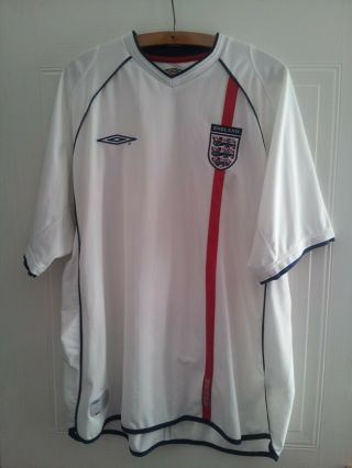 England Football Shirt Vintage 2001 Umbro Soccer Retro Xxl Rare