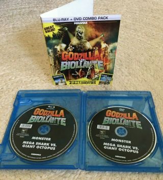 Godzilla Vs Biollante Blu - Ray,  Dvd Combo (3 Monster Movies) Discs Usa Rare