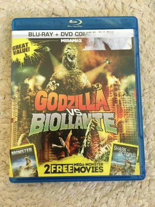 Godzilla vs Biollante BLU - RAY,  DVD COMBO (3 monster movies) DISCS usa RARE 6