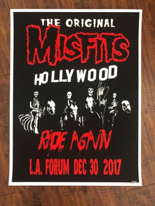 The Misfits Los Angeles Forum Signed Glenn Danzig Concert Poster Rare