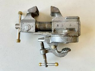 Rare Vintage German Watchmaker Jewelry Bench Vise 2 - 1/4 " Jaws With Clamp.