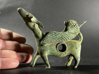 Rare Ancient Luristan Bronze Statue Of Mythic Winged Beast - Circa 1000bce