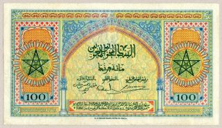 Morocco 100 Francs 1943 Vf Rare & Banknote French Colonial Currency