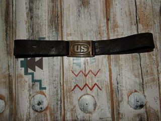 Rare Indian War Era Us Army Pattern 1874 Leather Belt With U.  S.  Brass