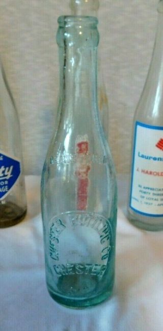 Rare Vintage Aqua Chester Bottling Co - Sc Oval Slug Plate Soda Cola Bottle