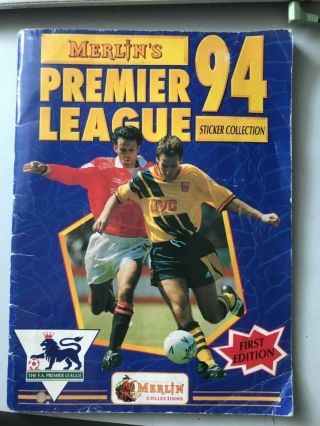 Rare - Merlins Premier League 94 Football Sticker Album,  100 Complete.