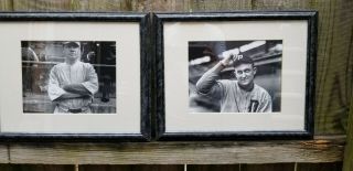 Rare Vintage Baseball Antiquities Ltd.  1915 Babe Ruth Ty Cobb Framed Portriats
