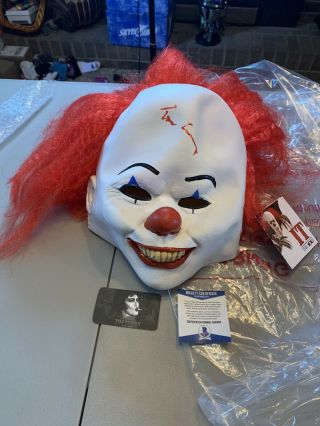 Tim Curry Signed Pennywise It Mask Beckett & Curry - Rare