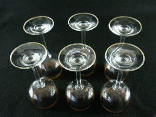 Rare Vintage German THERESIENTHAL 6 Brandy Snifter & 6 Sherry Goblets w/ Gold 6