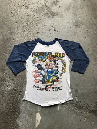 1980 Vintage Pink Floyd Raglan Shirt M The Wall Rare Print