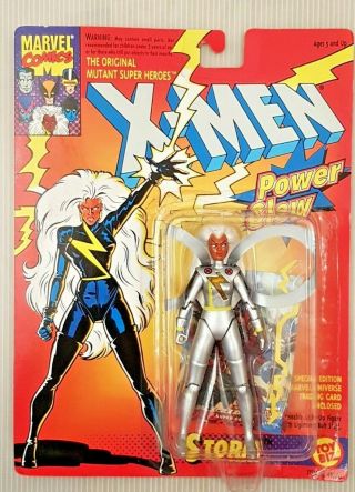 Vintage Marvel X - Men Storm Rare Silver Power Glow.  Toybiz.  On Card.  1993