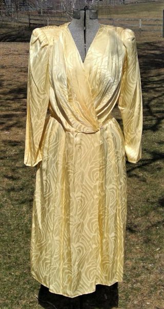 Rare Vintage 1980’s Anne Marie Beretta 100 Silk Yellow Dress Size 10 - N/mint