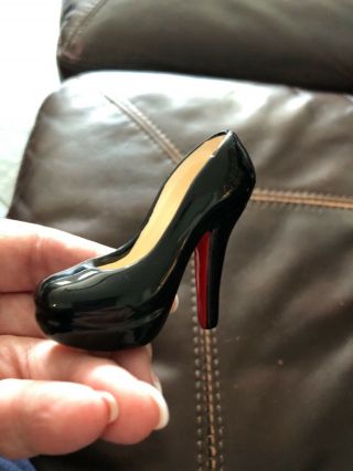 Nora Fleming Mini - Black High Heel Shoe With Red Bottom - Rare And Retired