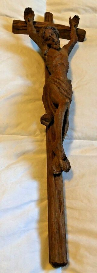 Glorious Rare Antique Vintage Hand Carved Wood Carmelite Nuns Convent Crucifix