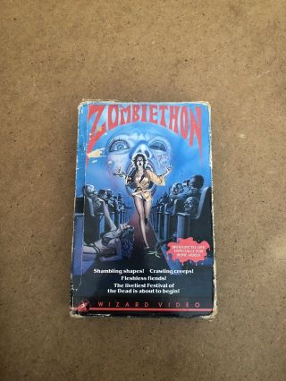 Zombiethon Vhs Wizard Video Big Box Charles Band Horror Rare Oop Og