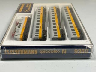 Rare Fleischmann N Scale Lufthansa Airport Express 4 - car Set 9350 2