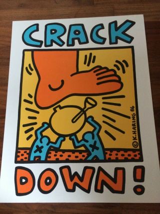 Rare Keith Haring Crack Down Poster Print Banksy
