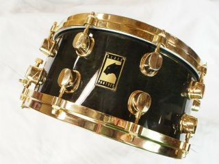 Rare Mapex Black Panther 14 X 7 Snare Drum Black Premium Series Gold Hardware