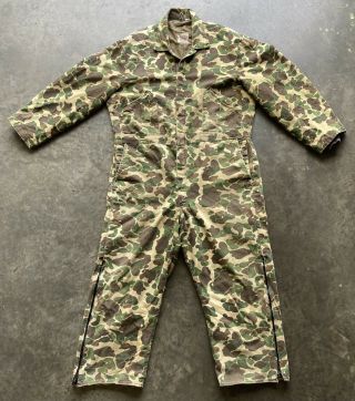 Rare Vintage 70’s Hudson Bay Herter’s Camouflage Coveralls Xl Camo Hunting