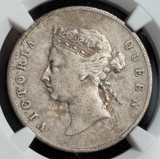 1893,  Hong Kong (british Administration).  Rare Silver 50 Cents Coin.  Ngc Xf,