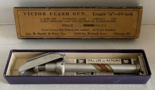 Vintage Victor Flash Gun Length A - 10 Inch For Use W/ Flash Powder Rare