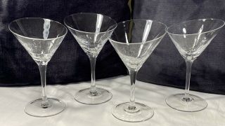 Pier 1 Reflections Clear Crackle Martini Glasses Set Of 4 Discontinued Rare