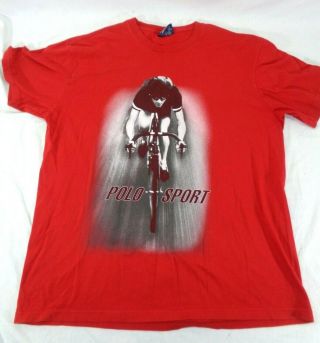 Vintage Polo Sport Ralph Lauren T Shirt Mens Sz Large 90s Cycling Red Rare