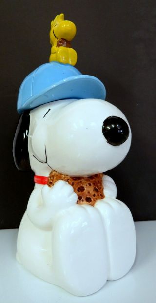 Vintage 1972 Peanuts Snoopy Woodstock Baseball Ceramic Cookie Jar Willits Rare