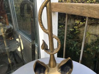 RARE C1850 VICTORIAN BRASS PORTERS DOORSTOP SOLID CAST FOX’S HEAD HUNTING WHIP 2