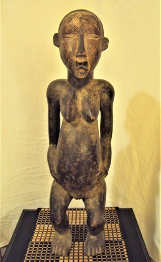 Rare 27 " Teke Female Statue African Carving Large