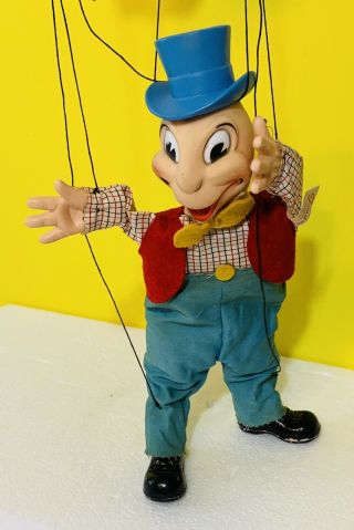 Rare Vintage Gund Disney Jiminy Cricket Marionette Puppet 1960’s