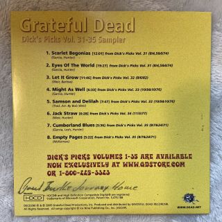Grateful Dead Dick ' s PIcks Volumes 31 - 35 Sampler (CD,  2005) RARE,  8 - Tracks 2