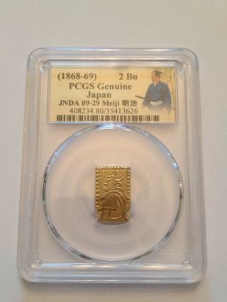 Pcgs Japan 1868 - 69 Meiji Era 2 Bu Gold Samurai Coin Rare Special Label