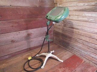 Vintage Rare Industrial Surty Cast Aluminum Double Lighted With Cast Iron Stand
