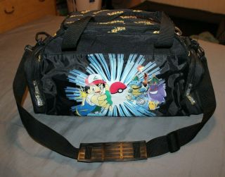 Vintage 1999 Pokemon Duffle Bag Suitcase Ash Pikachu Rare Duffel Bag