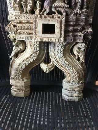 Rare Antique Indian Hindu processional carving of Goddess Kartikya 5