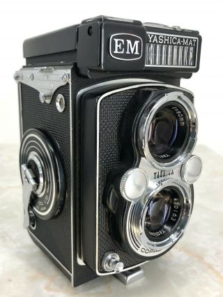 Rare Yashica Mat Em Tlr Film Camera W/light Meter - Tl991 - - With Case