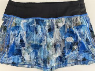 Lululemon Pace Rival Skirt Skort 4 Sun Dazed Multi Blue Dark Worn 1x Rare