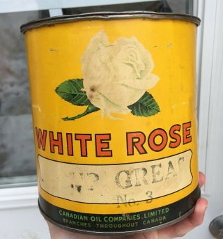 RARE 1930 ' s VINTAGE WHITE ROSE CUP GREASE (5 LBS. ) CAN - CANADIAN OIL COMPANIES 2