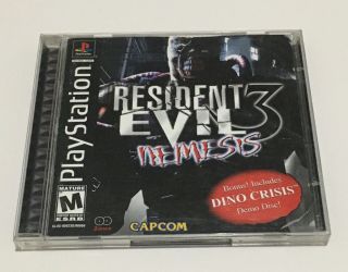 Resident Evil 3 Ps1 Complete.  Rare Black Label With Dino Crisis Demo