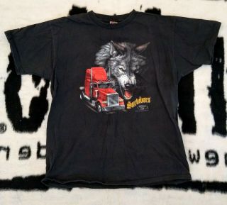Vintage Rare 90s 3d Emblem Truckers Only Double Sided Graphic T - Shirt Size Xl